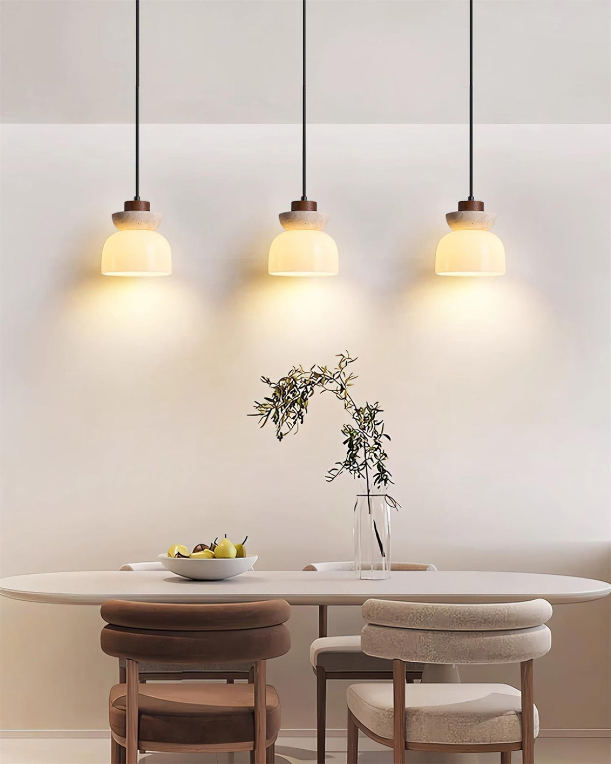 Norenx Travertine Dome Glas Pendelleuchte