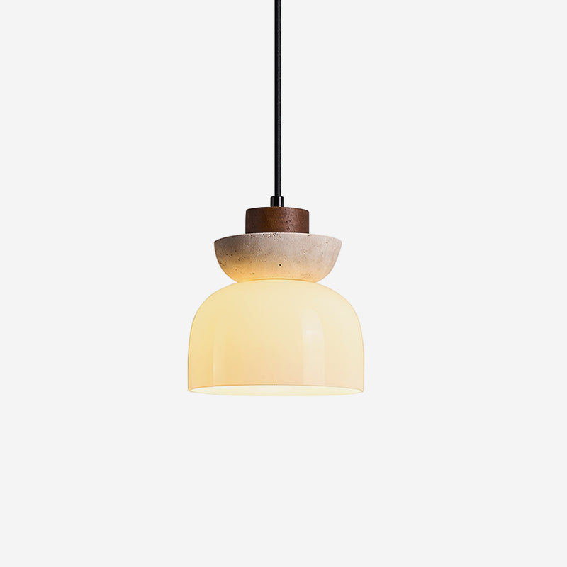 Norenx Travertine Dome Glas Pendelleuchte