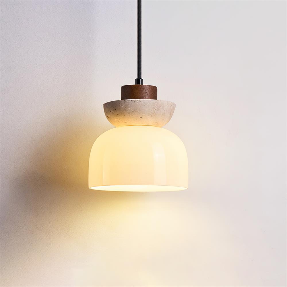 Norenx Travertine Dome Glas Pendelleuchte