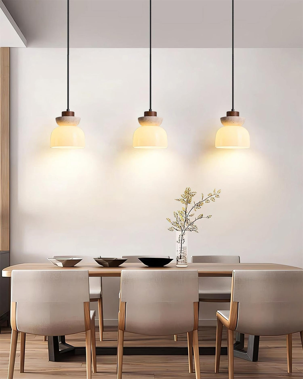 Norenx Travertine Dome Glas Pendelleuchte