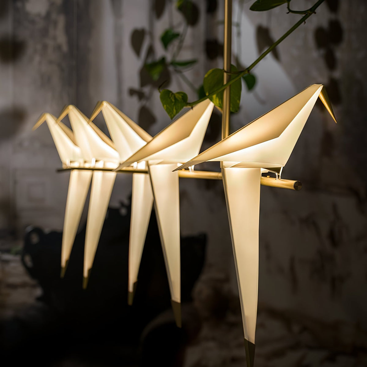 Lunuian Kronleuchter Kronleuchte Papier Crane Bird Skulpturale LED
