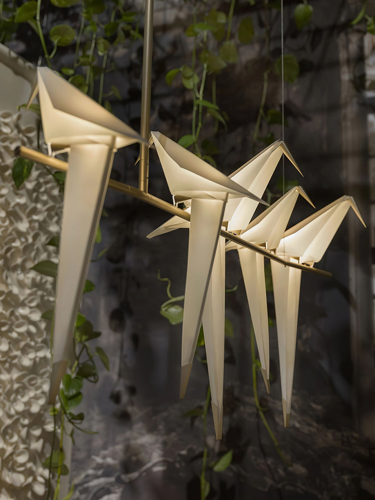 Lunuian Kronleuchter Kronleuchte Papier Crane Bird Skulpturale LED
