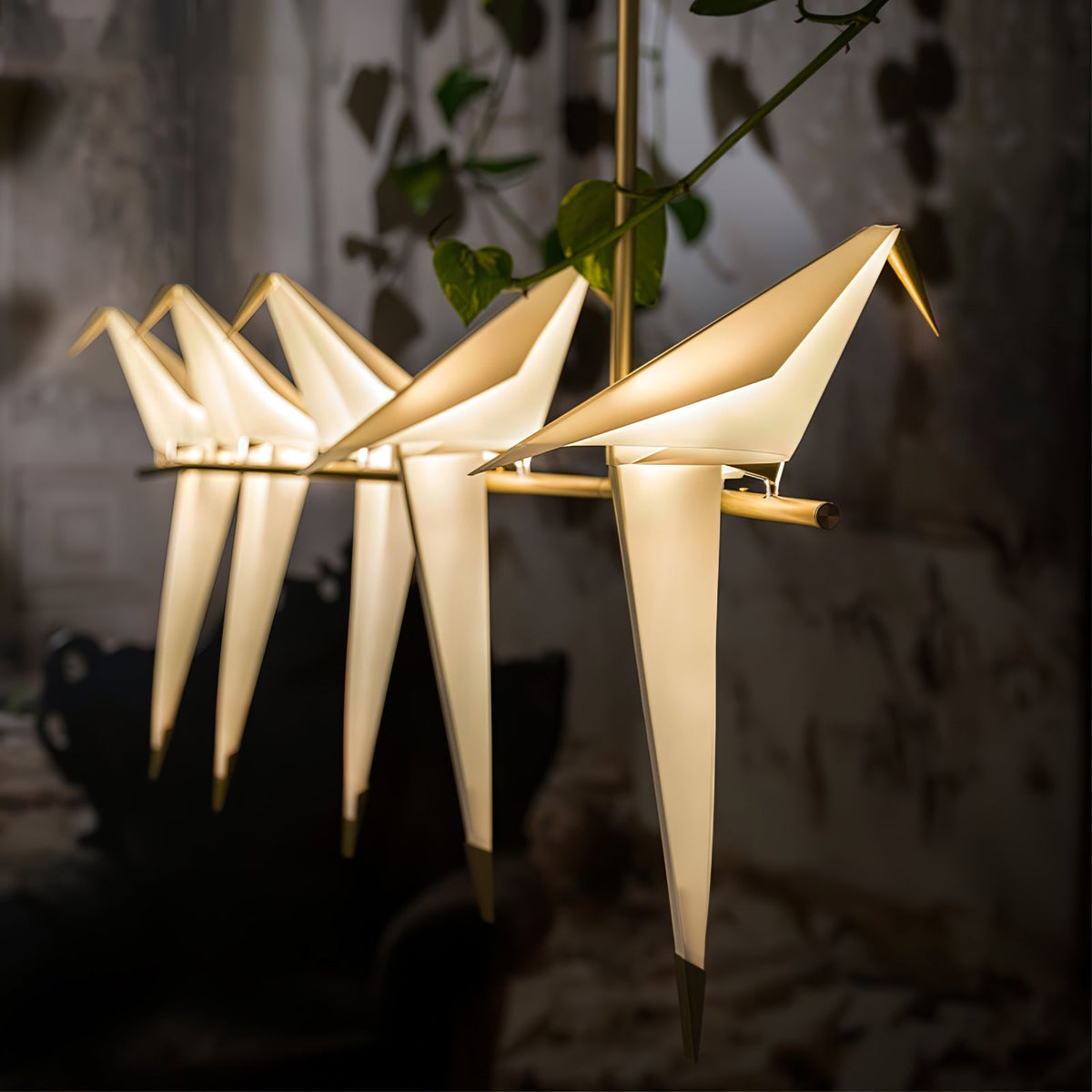 Lunuian Kronleuchter Kronleuchte Papier Crane Bird Skulpturale LED