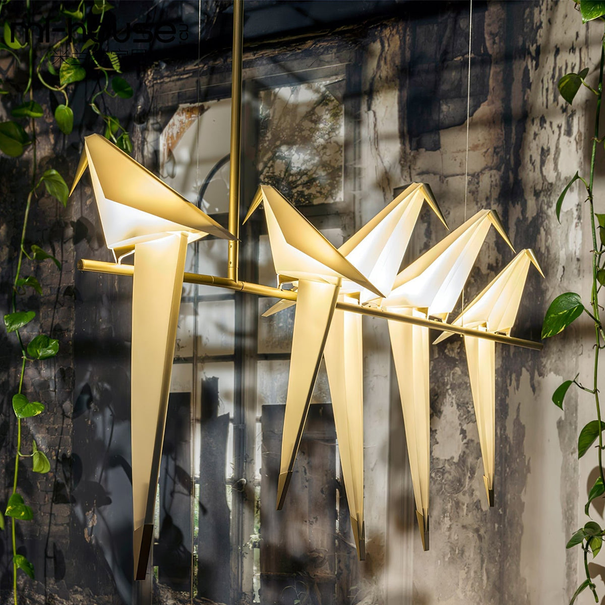 Lunuian Kronleuchter Kronleuchte Papier Crane Bird Skulpturale LED