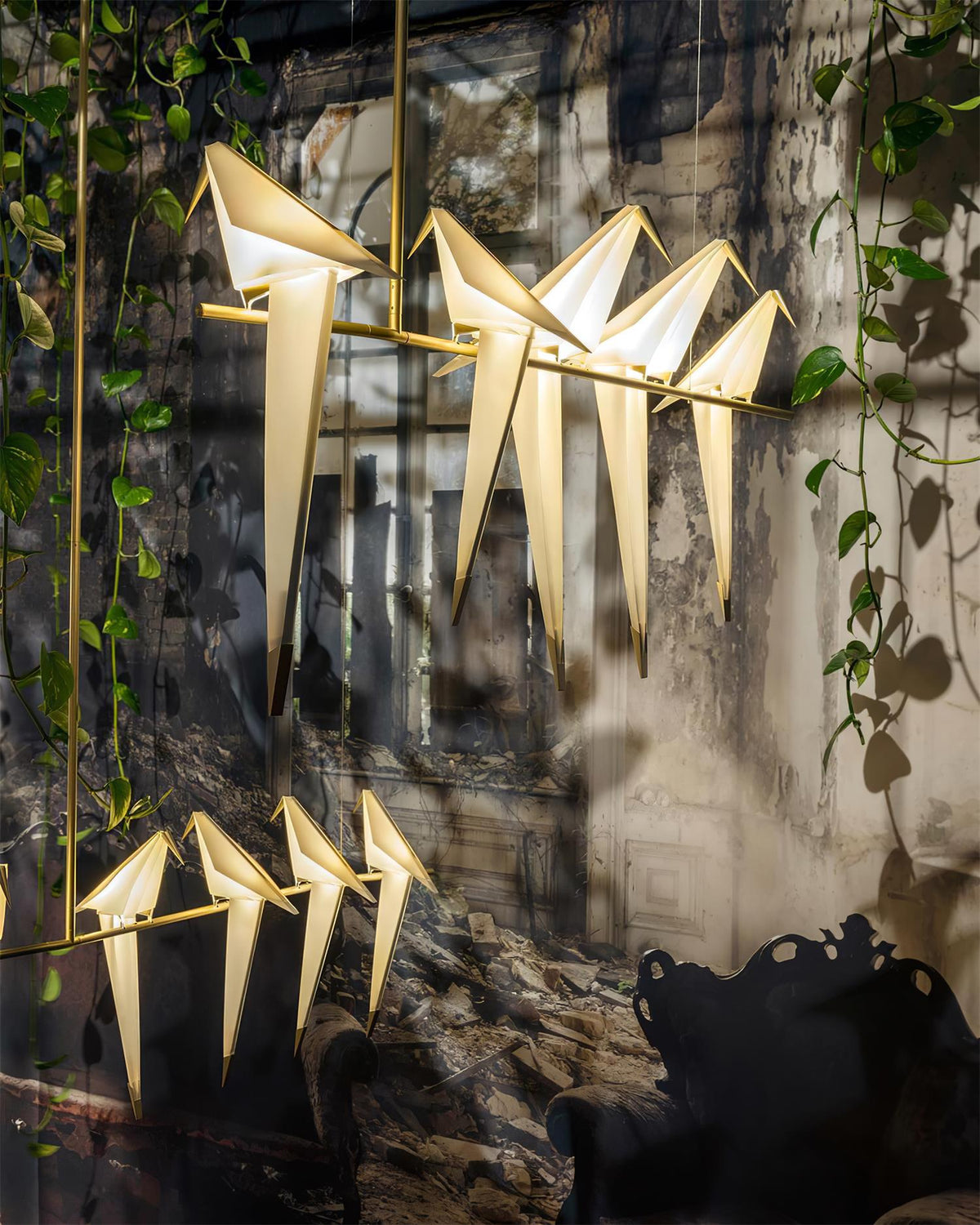 Lunuian Kronleuchter Kronleuchte Papier Crane Bird Skulpturale LED