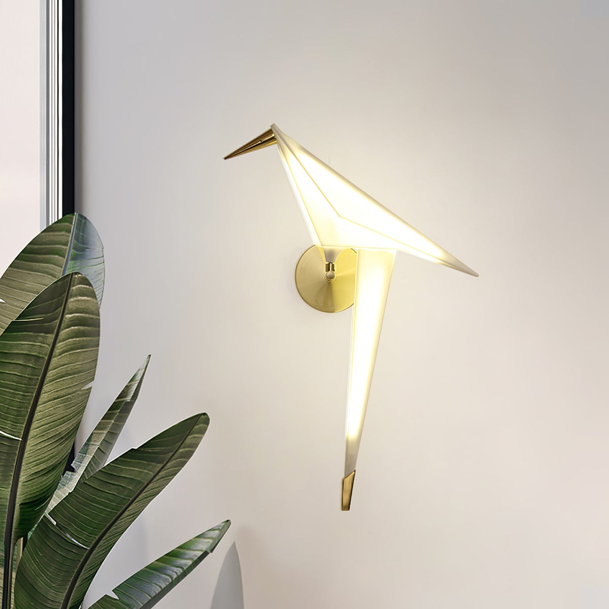 Eovela zeitgenössische Wandleuchte aus Papier in Kranenform