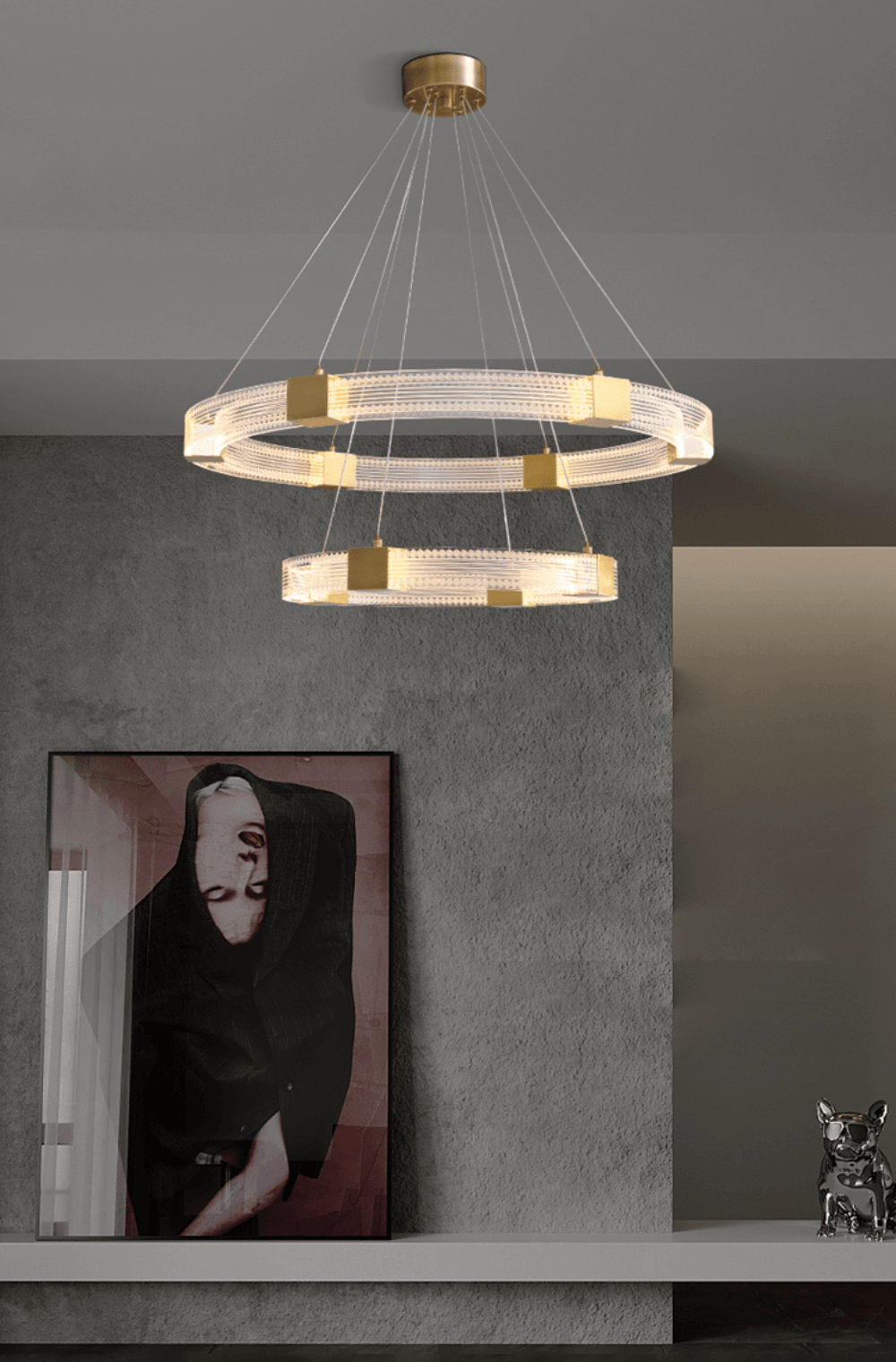 Eurdora zeitgenössischer minimalistischer Kronleuchter mit LED