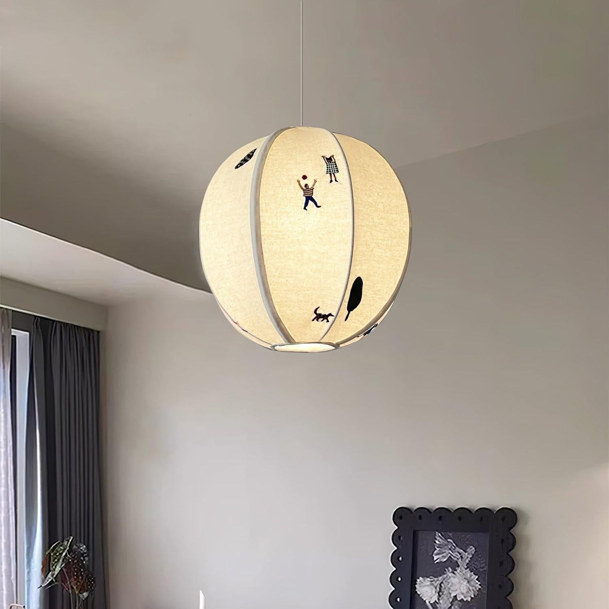 ElvaDesign Rund Metall Textil LED Pendelleuchte Studie Schlafzimmer