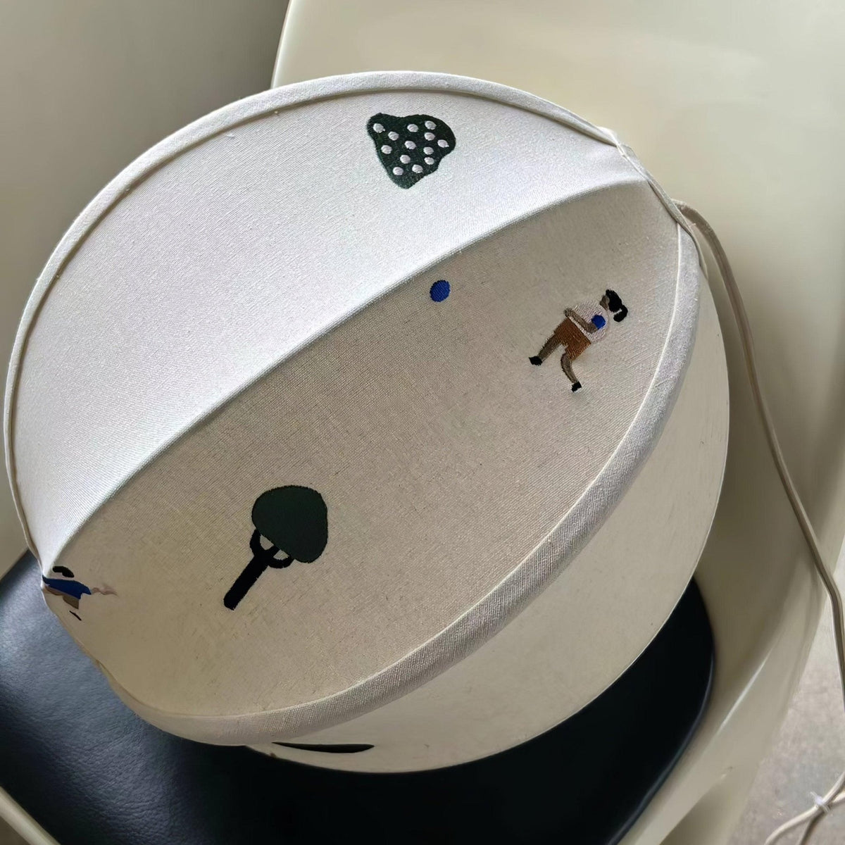 ElvaDesign Rund Metall Textil LED Pendelleuchte Studie Schlafzimmer