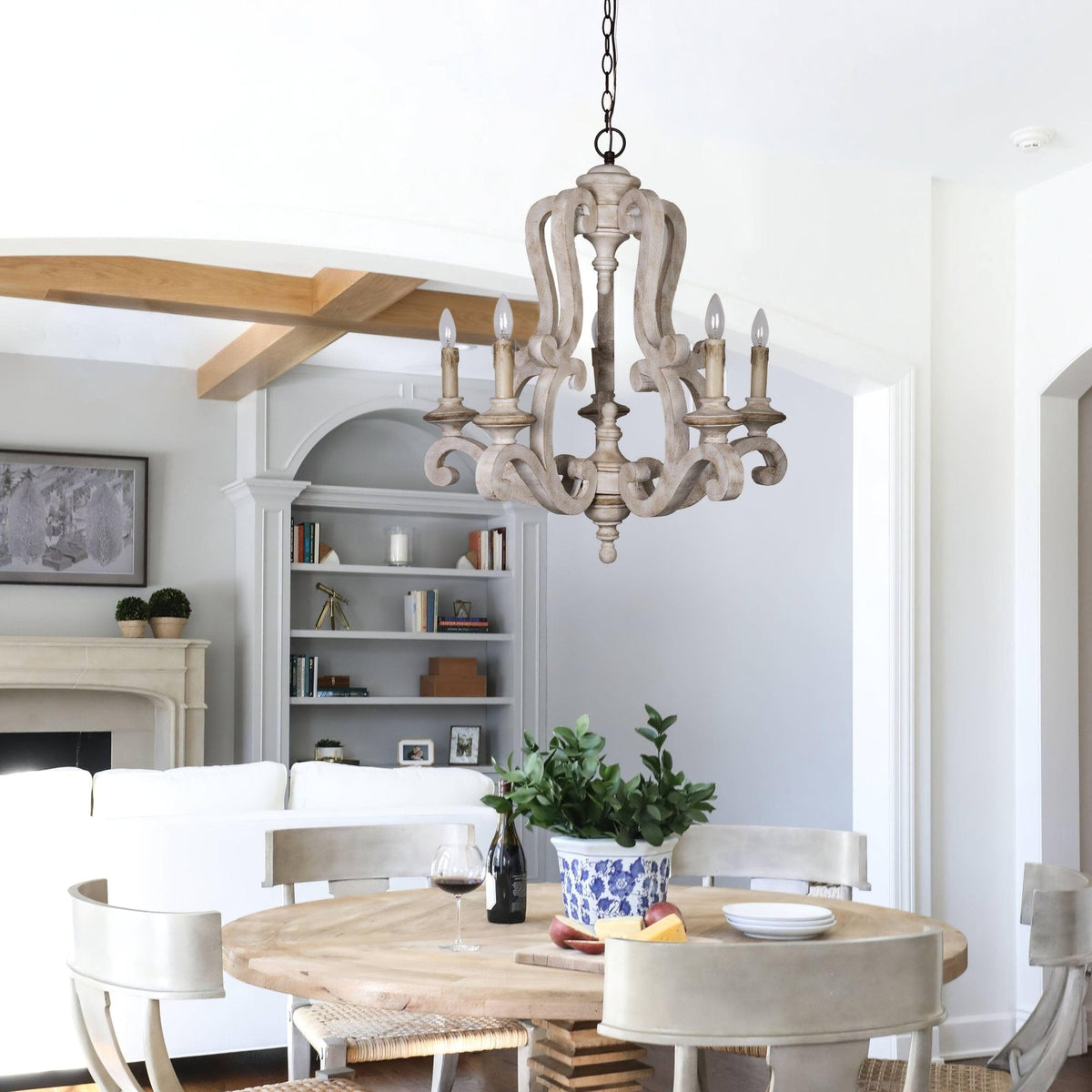Arixy Kronleuchter aus Holz in Kerzenform im Mid-Century-Stil