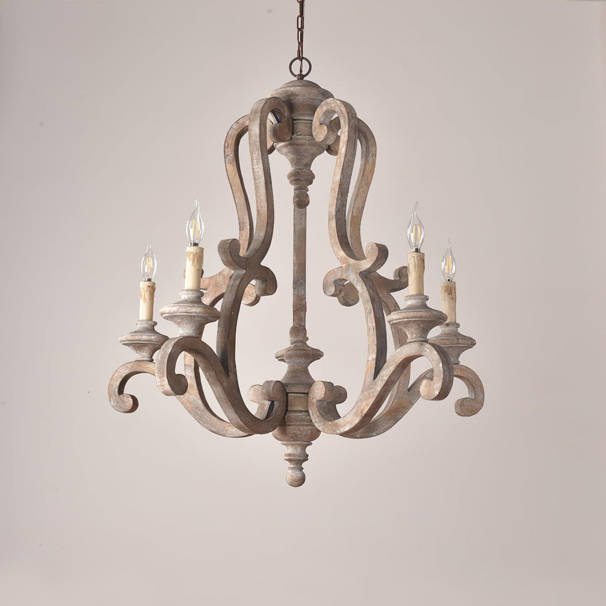 Arixy Kronleuchter aus Holz in Kerzenform im Mid-Century-Stil
