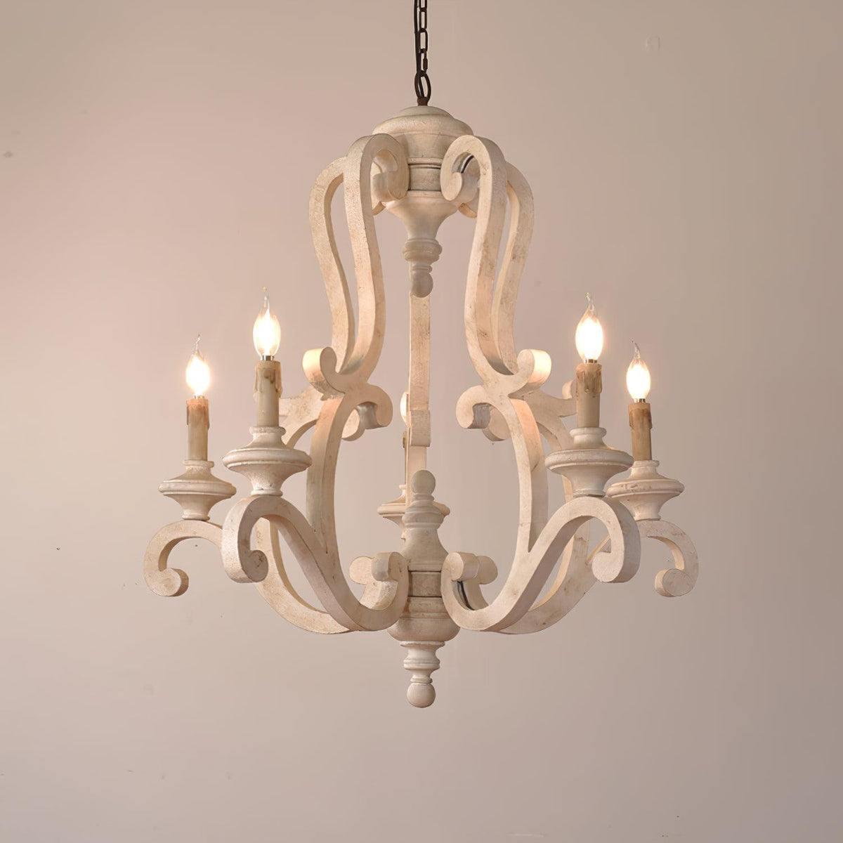 Arixy Kronleuchter aus Holz in Kerzenform im Mid-Century-Stil