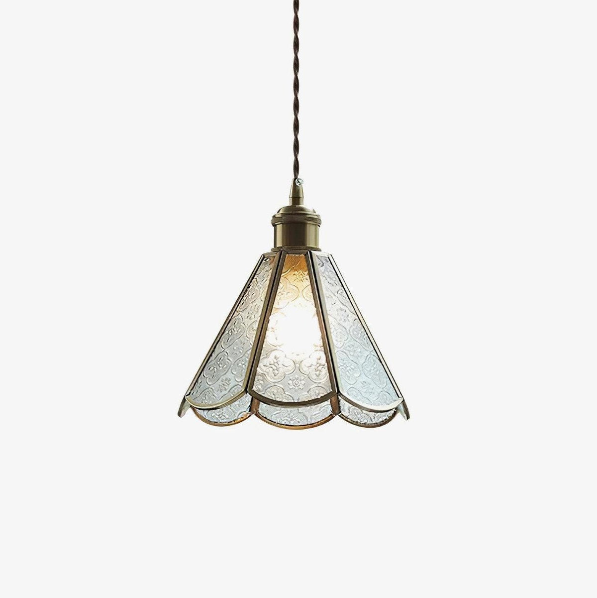 Arvane Pendelleuchte aus Messing und Glas mit elegantem Design
