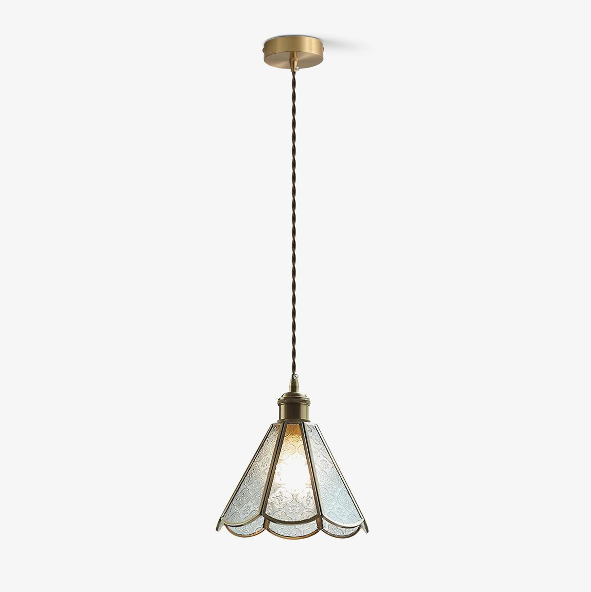 Arvane Pendelleuchte aus Messing und Glas mit elegantem Design