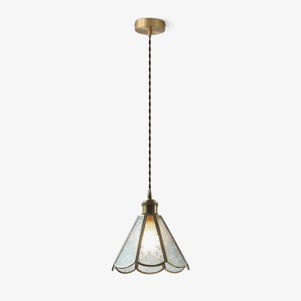Arvane Pendelleuchte aus Messing und Glas mit elegantem Design