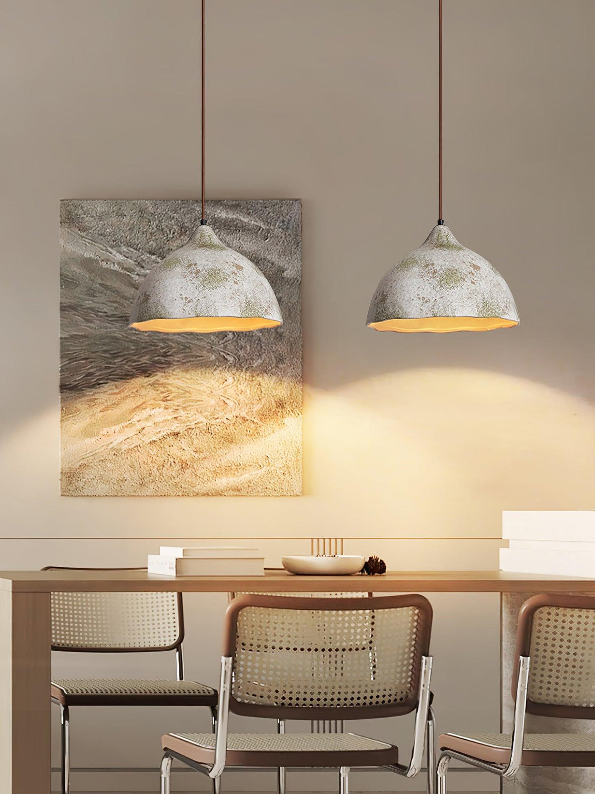 Moss Minimalistische Pendelleuchte aus Holz in Grau