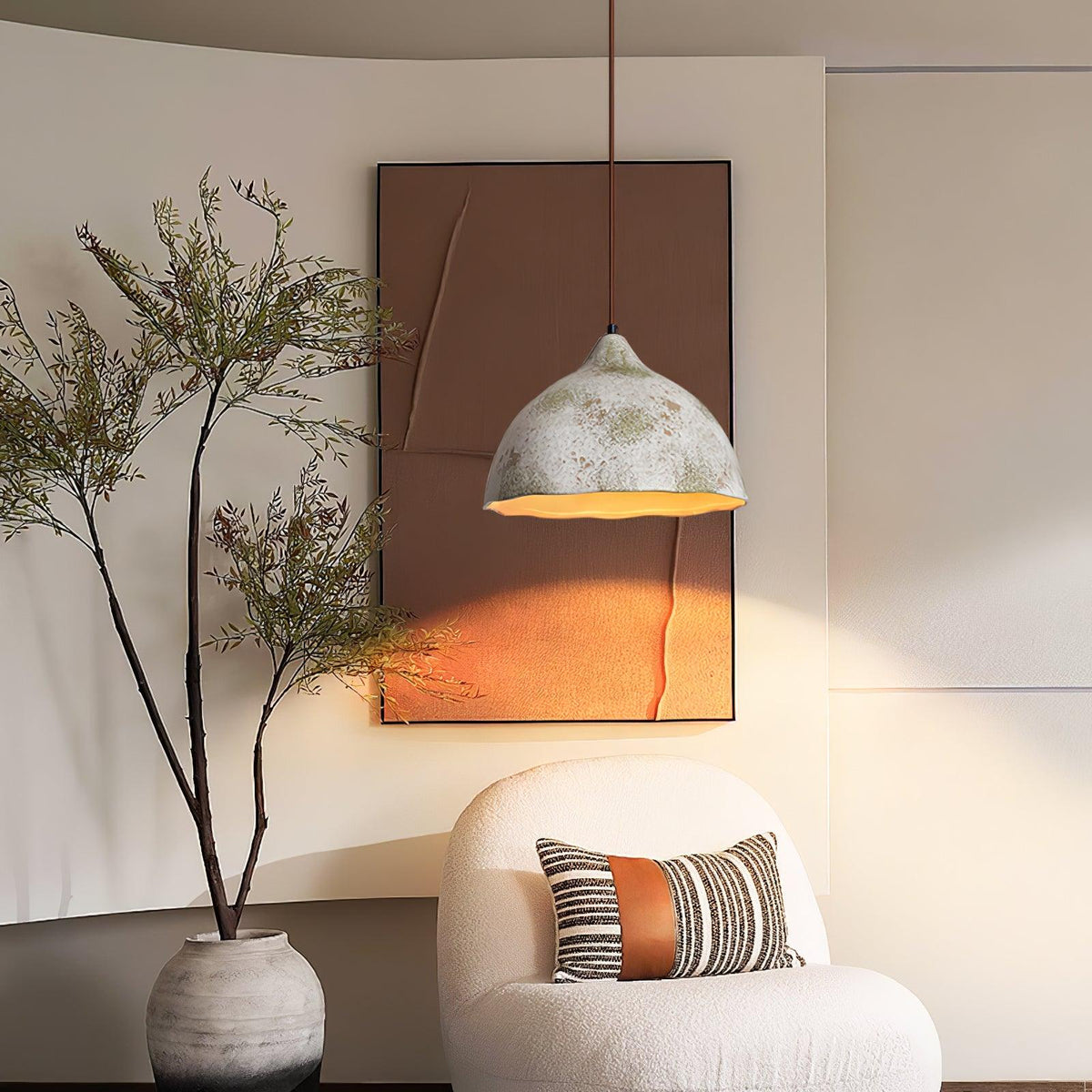 Moss Minimalistische Pendelleuchte aus Holz in Grau