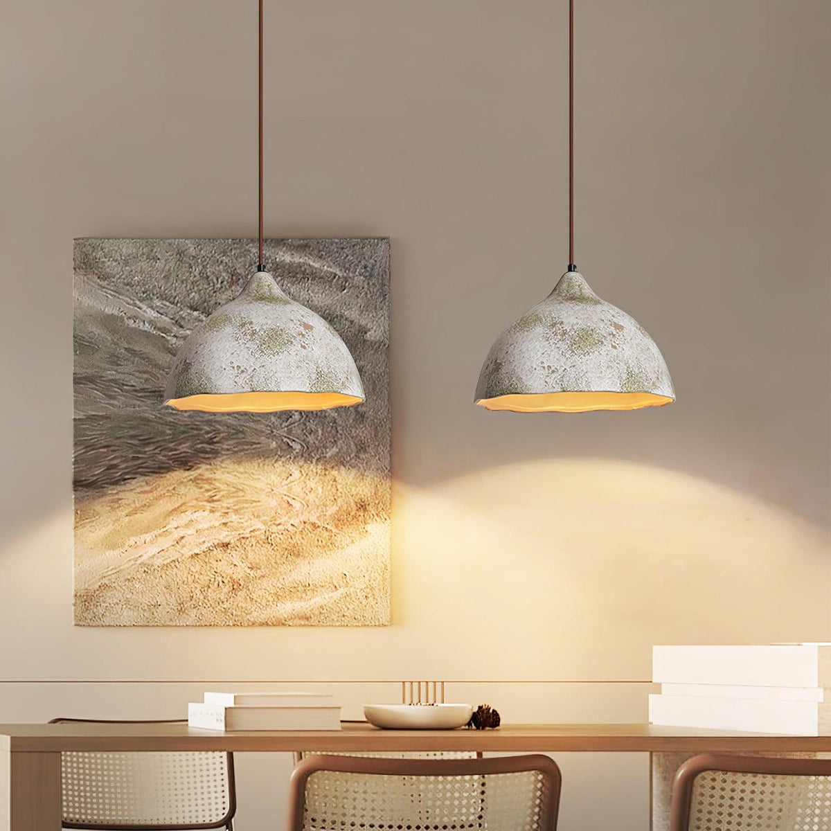 Moss Minimalistische Pendelleuchte aus Holz in Grau