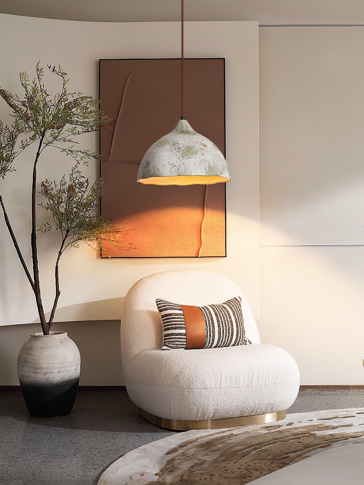Moss Minimalistische Pendelleuchte aus Holz in Grau