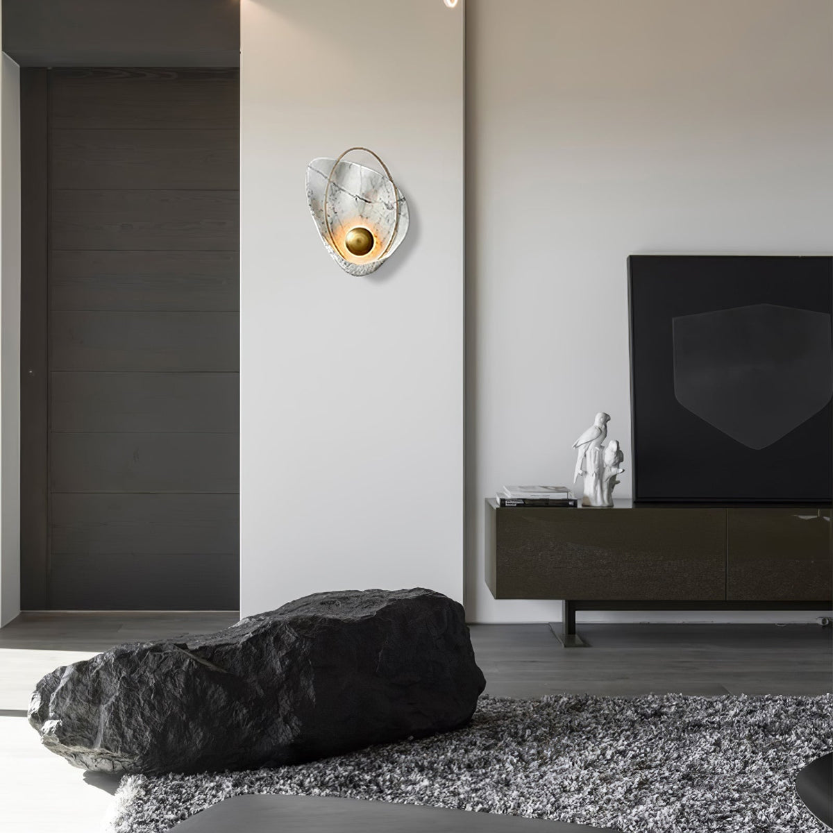 Vethaora Premium skandinavisch Kunstharz-Wandleuchte in Kieselsteinform