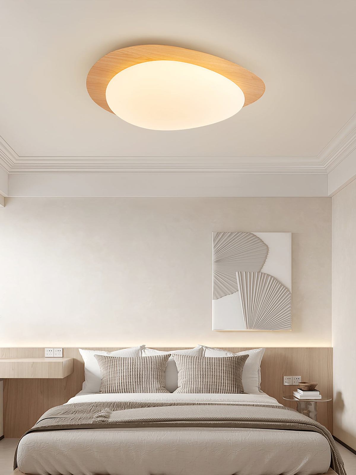 Sylenia Deckenleuchte Pebble Walnuss Holzmasse Acryl LED