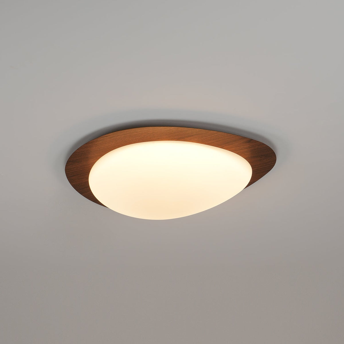Sylenia Deckenleuchte Pebble Walnuss Holzmasse Acryl LED