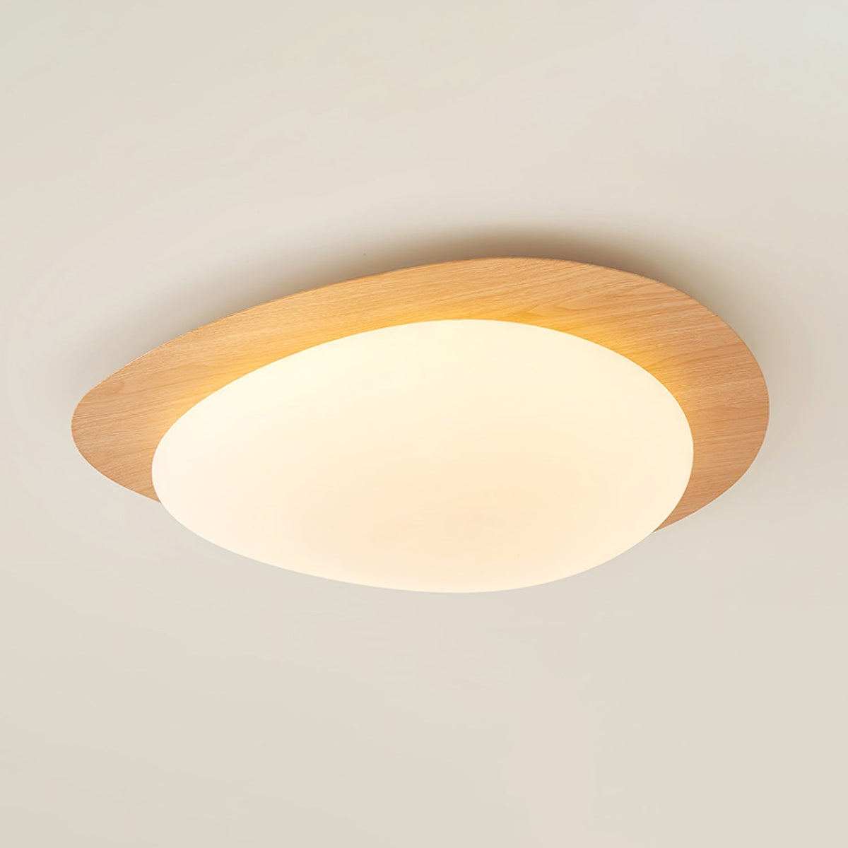 Sylenia Deckenleuchte Pebble Walnuss Holzmasse Acryl LED