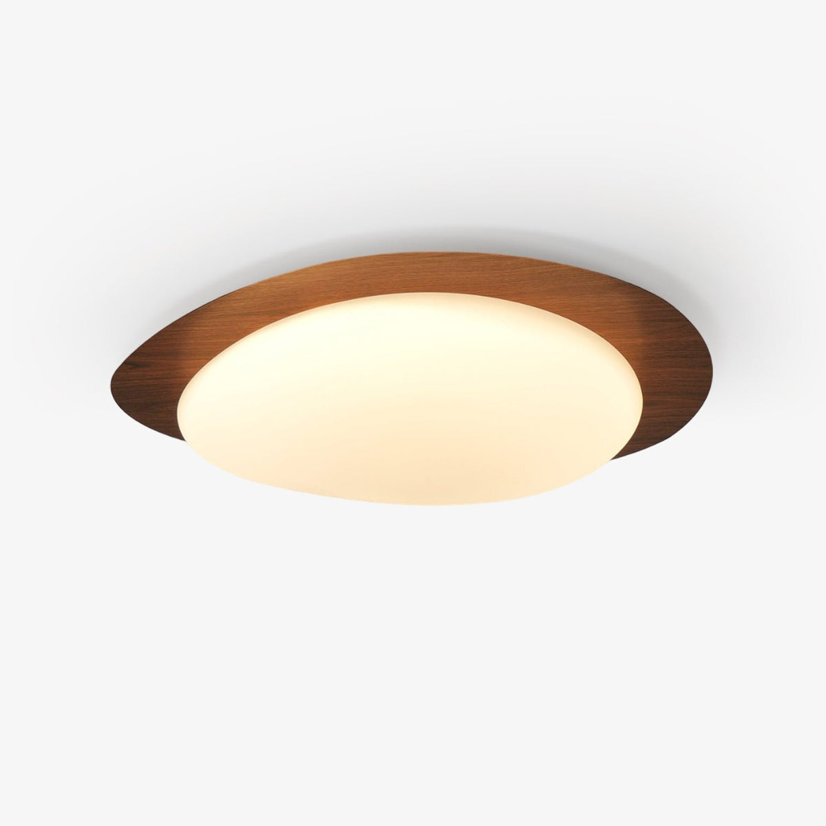 Sylenia Deckenleuchte Pebble Walnuss Holzmasse Acryl LED