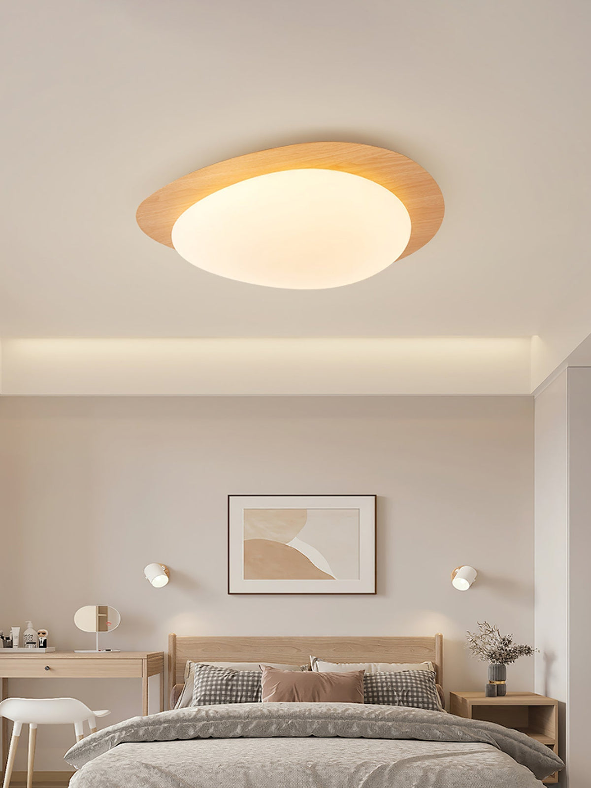 Sylenia Deckenleuchte Pebble Walnuss Holzmasse Acryl LED
