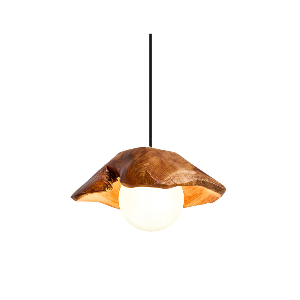 Rininora skulpturale Pendelleuchte mit Holzbaldachin