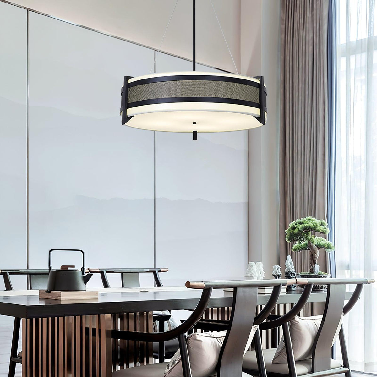 Rivanora Kronleuchter Pedesina Schwarz Mesh LED