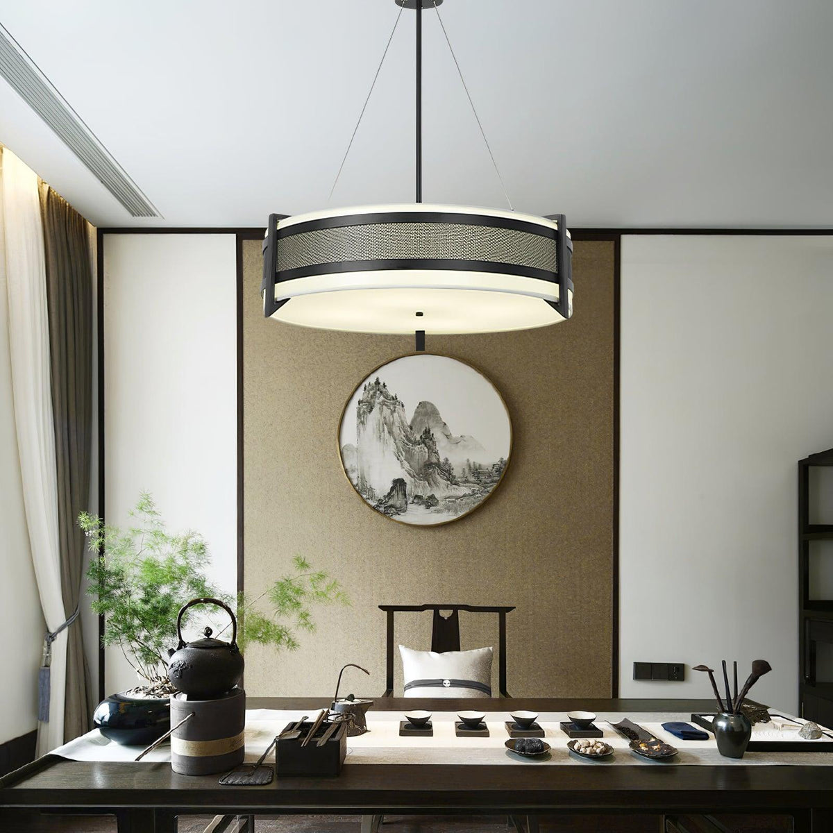 Rivanora Kronleuchter Pedesina Schwarz Mesh LED