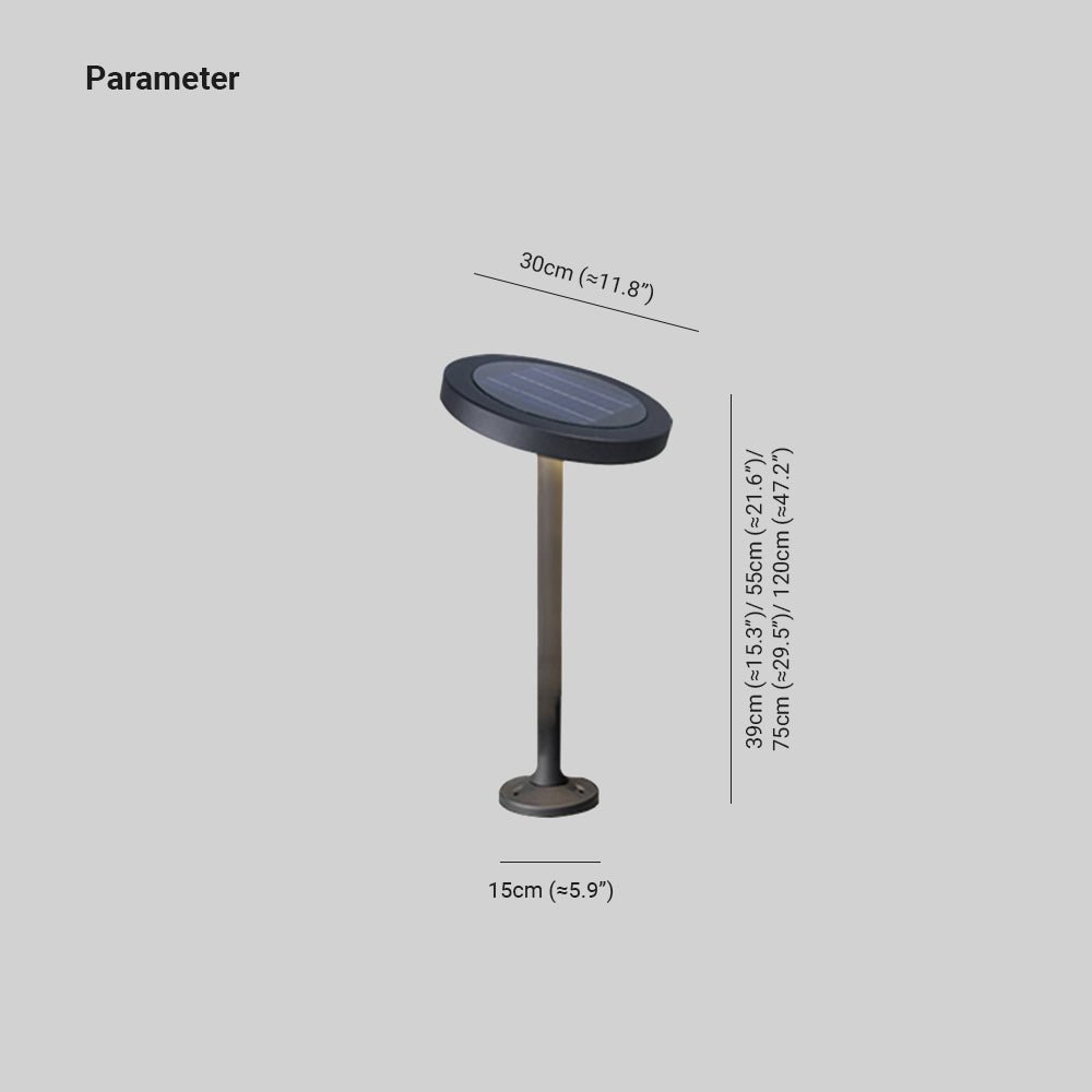 Ray Modern Metallscheibe Solar-Pollerleuchte für den Außenbereich, Schwarz
