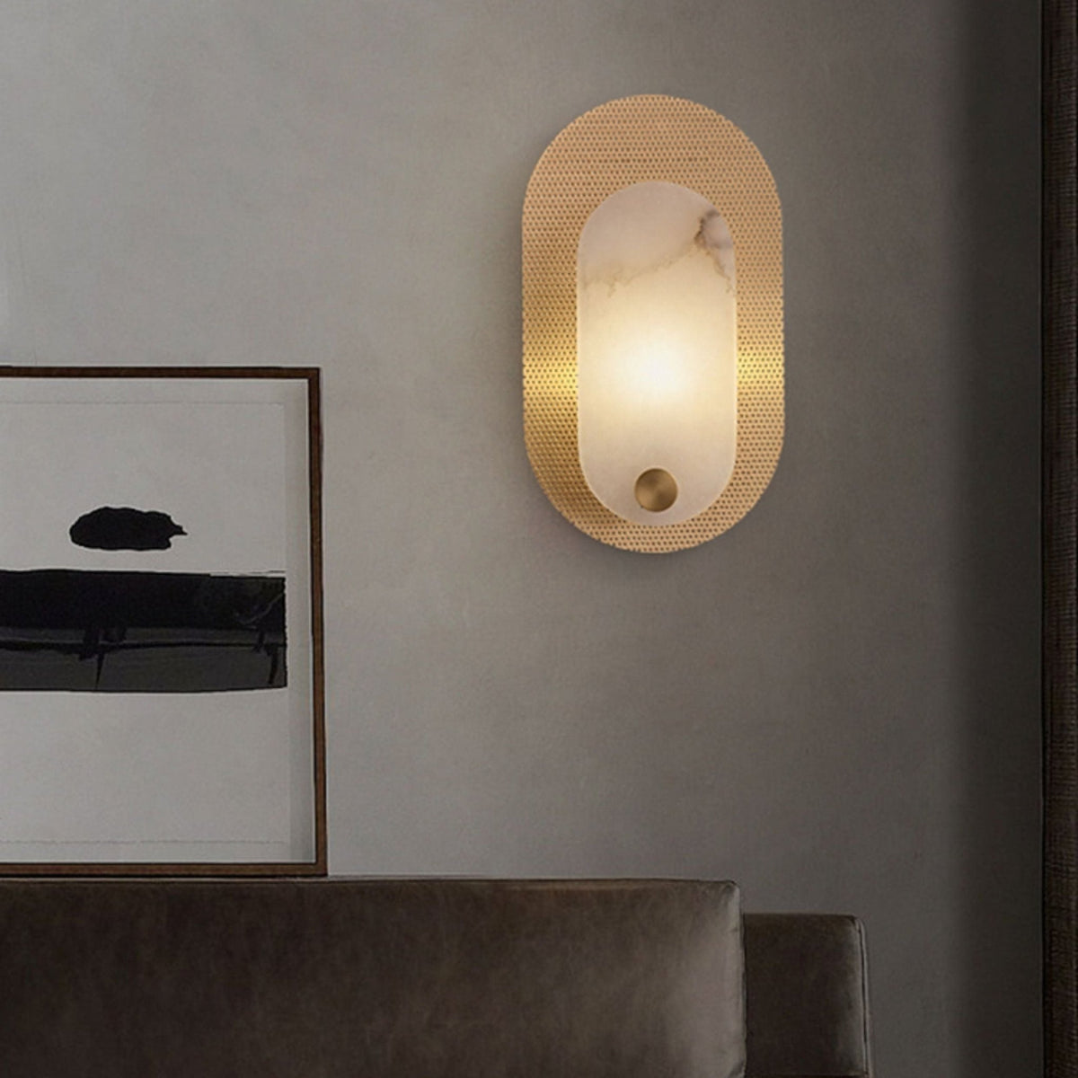 Perforated Oval Alabaster Wandleuchte