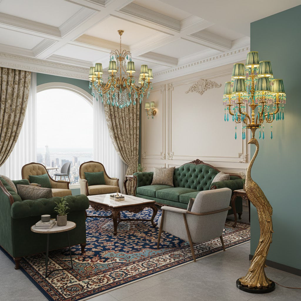 Pavona Stehleuchte Hollywood Regency Wohnzimmer | Cielum