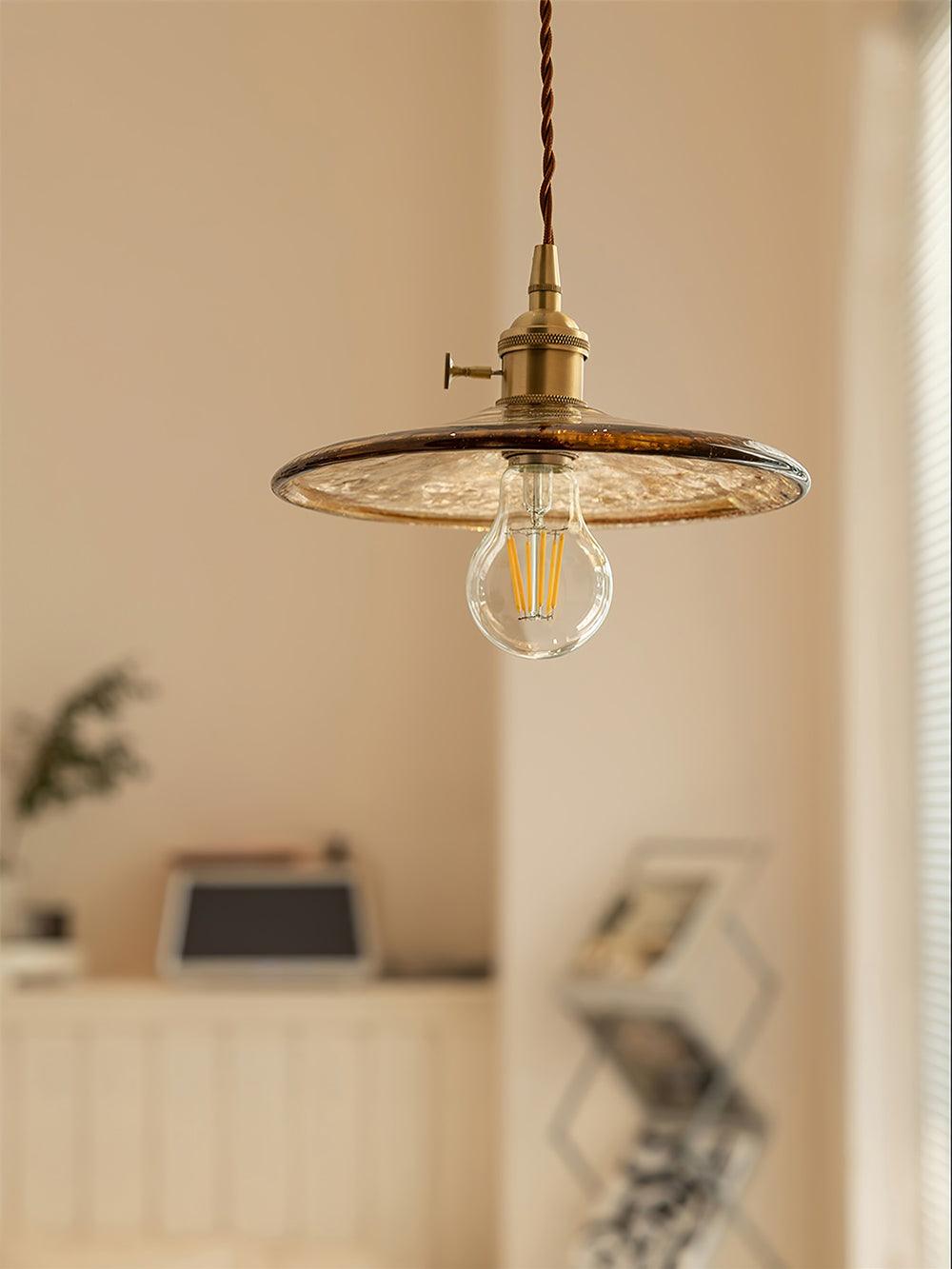 Sage Vintage-Glas-Pendelleuchte in Braun