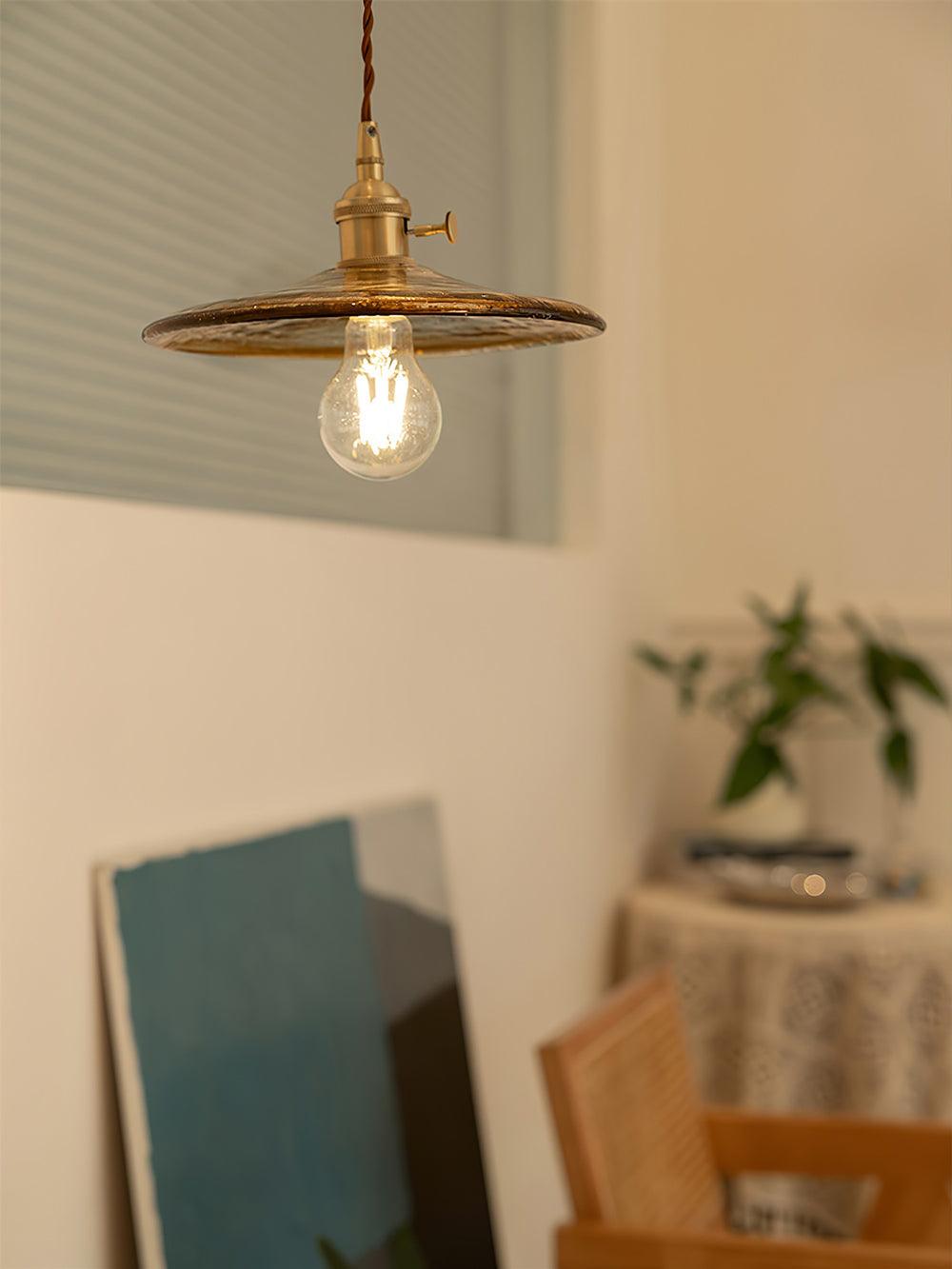 Sage Vintage-Glas-Pendelleuchte in Braun