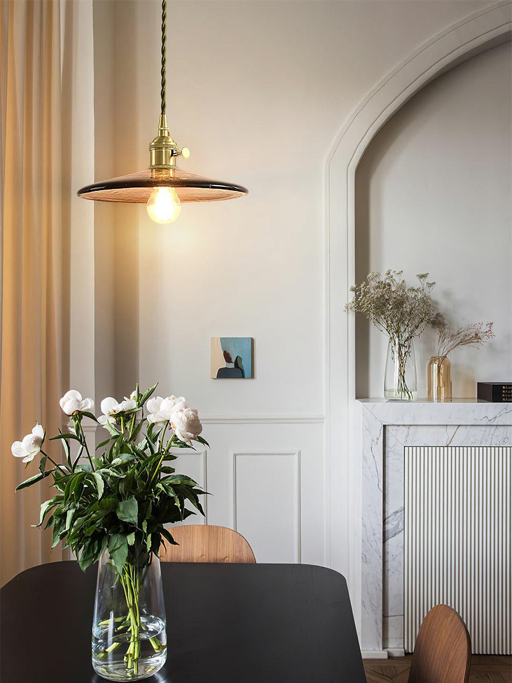 Sage Vintage-Glas-Pendelleuchte in Braun