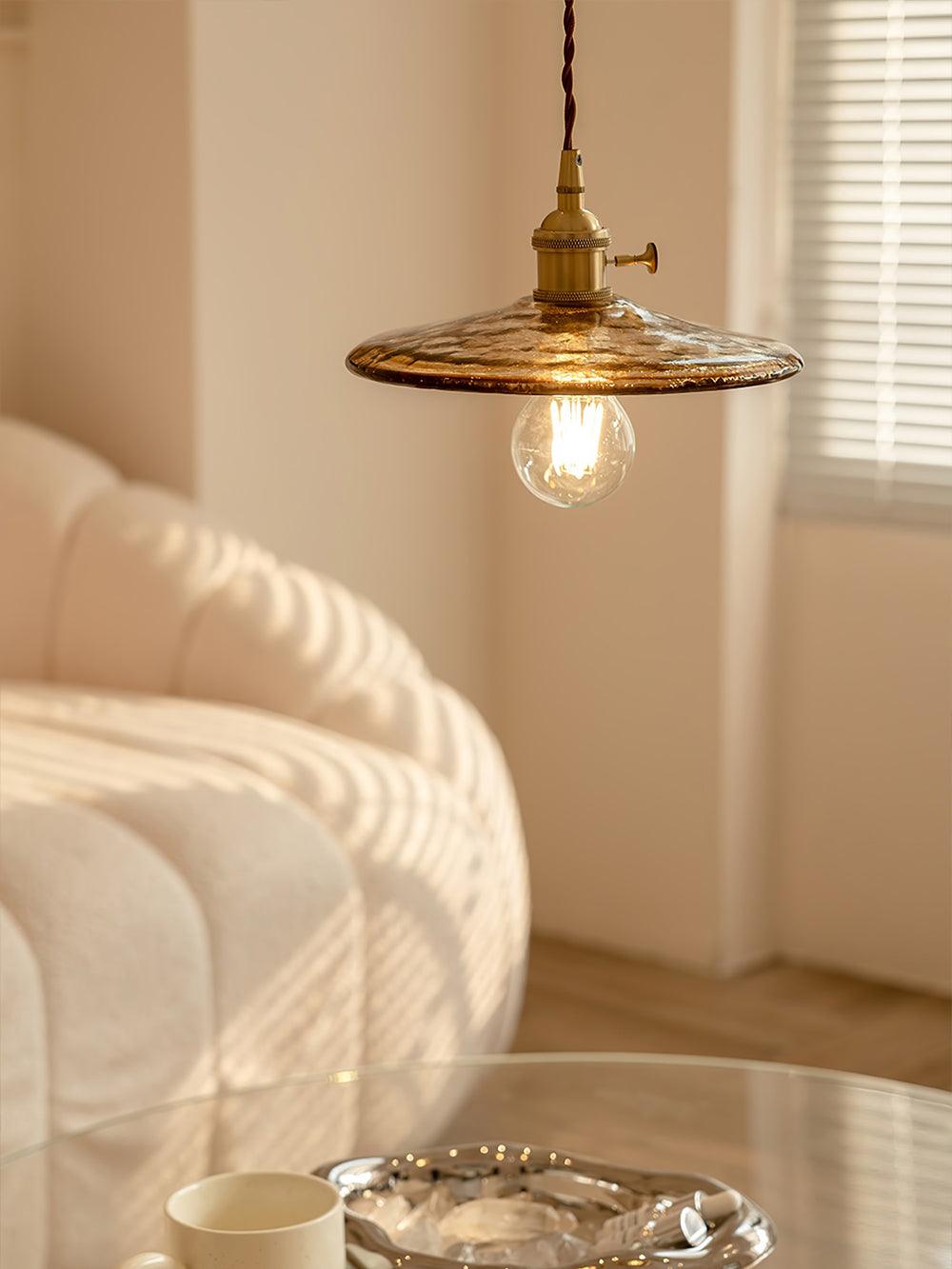Sage Vintage-Glas-Pendelleuchte in Braun
