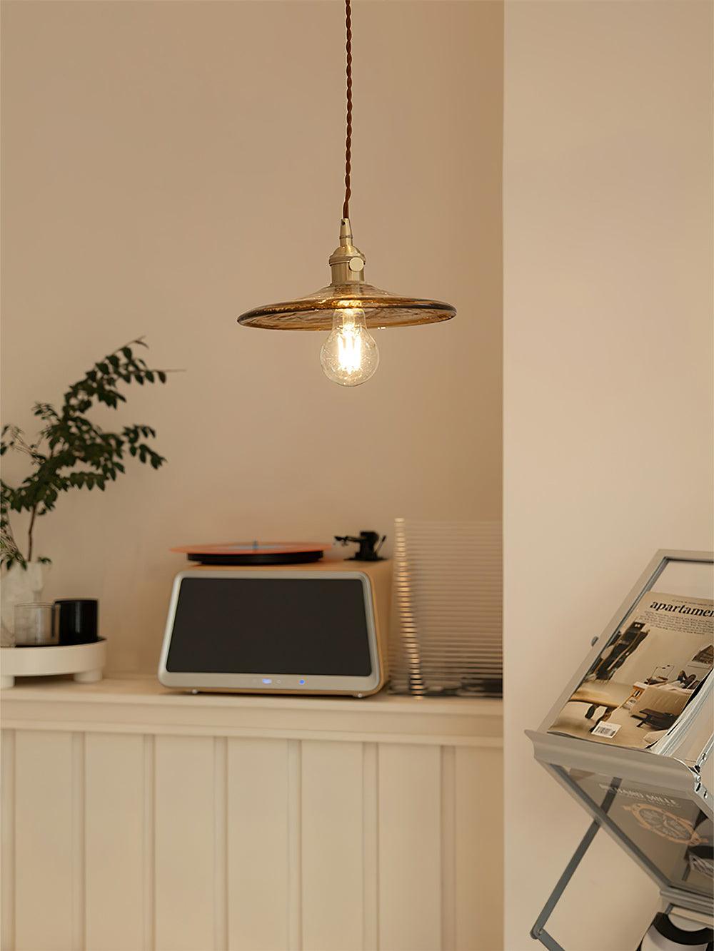 Sage Vintage-Glas-Pendelleuchte in Braun