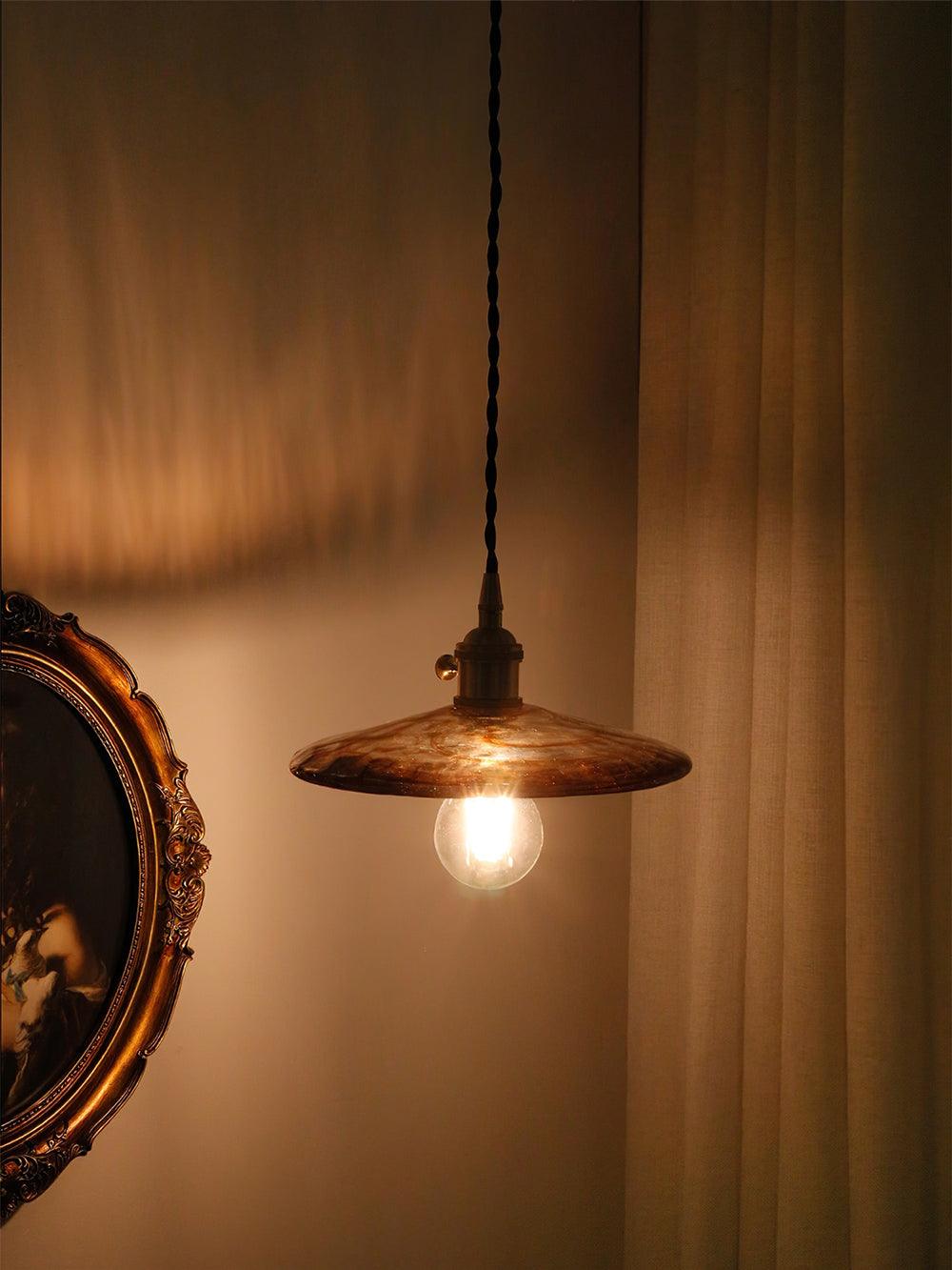 Sage Vintage-Glas-Pendelleuchte in Braun
