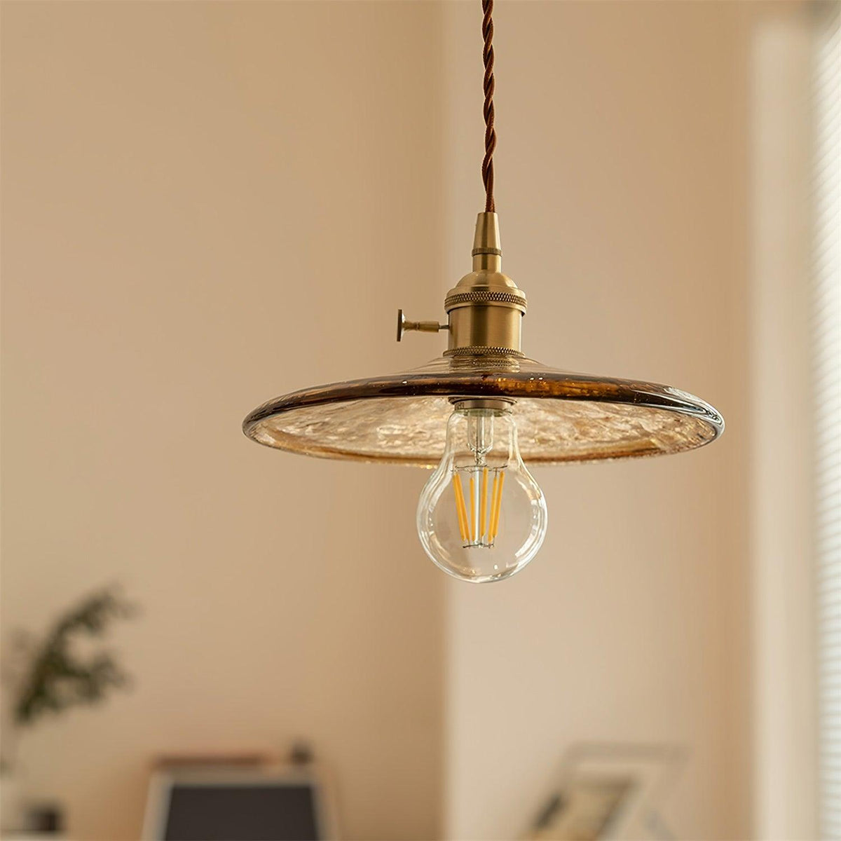 Sage Vintage-Glas-Pendelleuchte in Braun