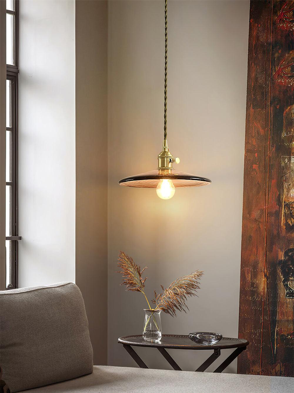 Sage Vintage-Glas-Pendelleuchte in Braun