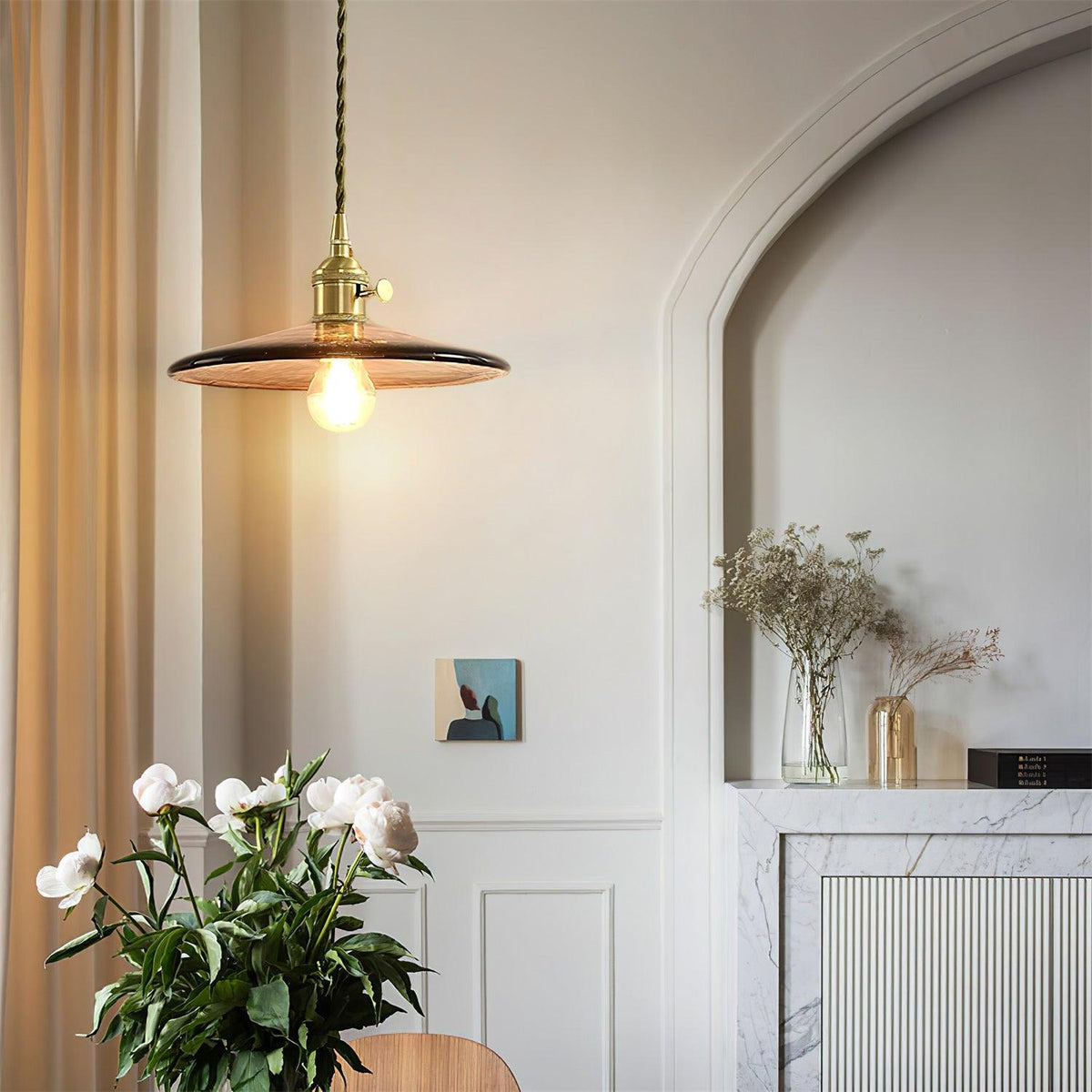 Sage Vintage-Glas-Pendelleuchte in Braun
