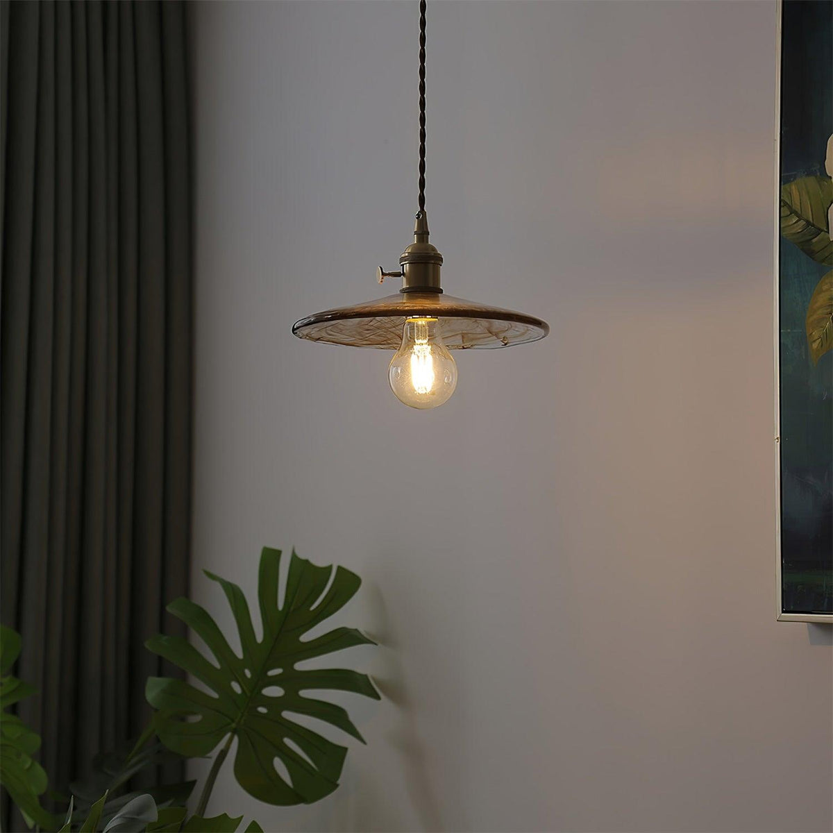 Sage Vintage-Glas-Pendelleuchte in Braun