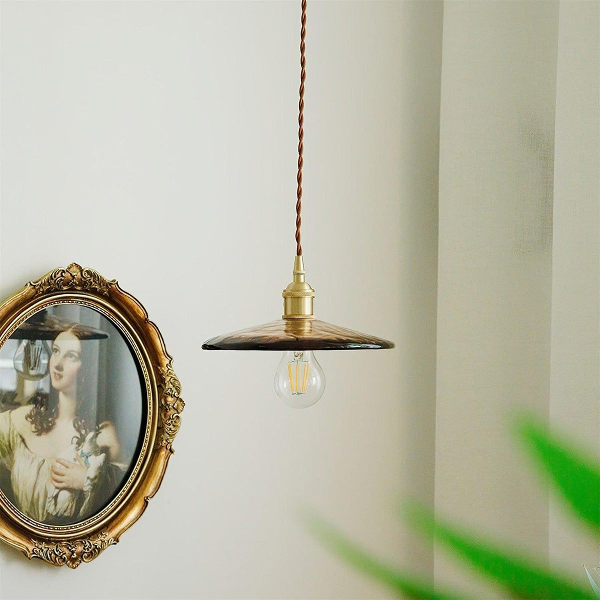 Sage Vintage-Glas-Pendelleuchte in Braun