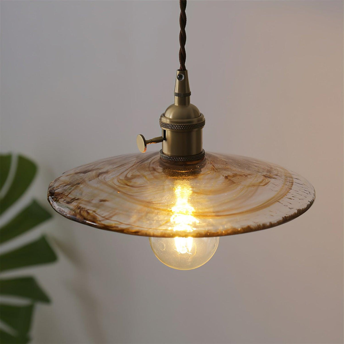Sage Vintage-Glas-Pendelleuchte in Braun
