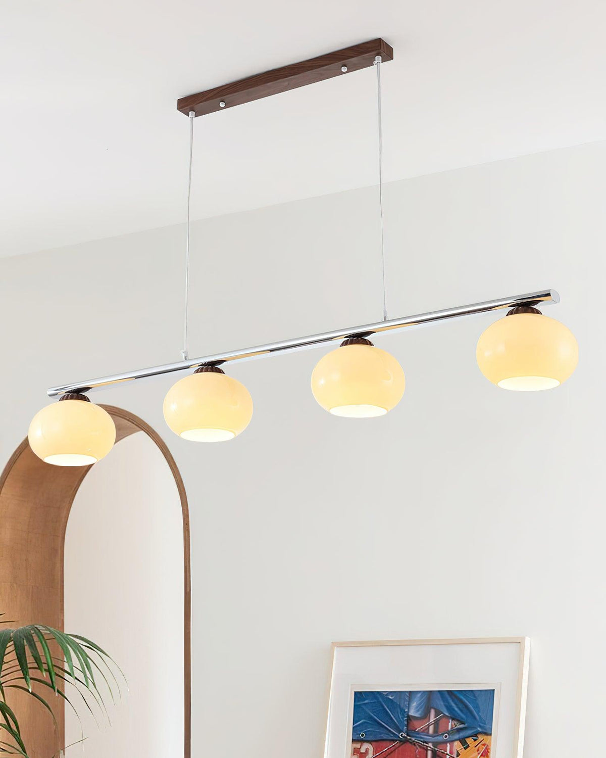 Eixu Kronleuchter linearer Lampenschirm aus Glas in Persimmon
