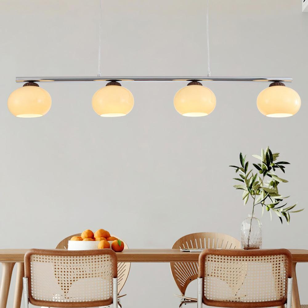 Eixu Kronleuchter linearer Lampenschirm aus Glas in Persimmon
