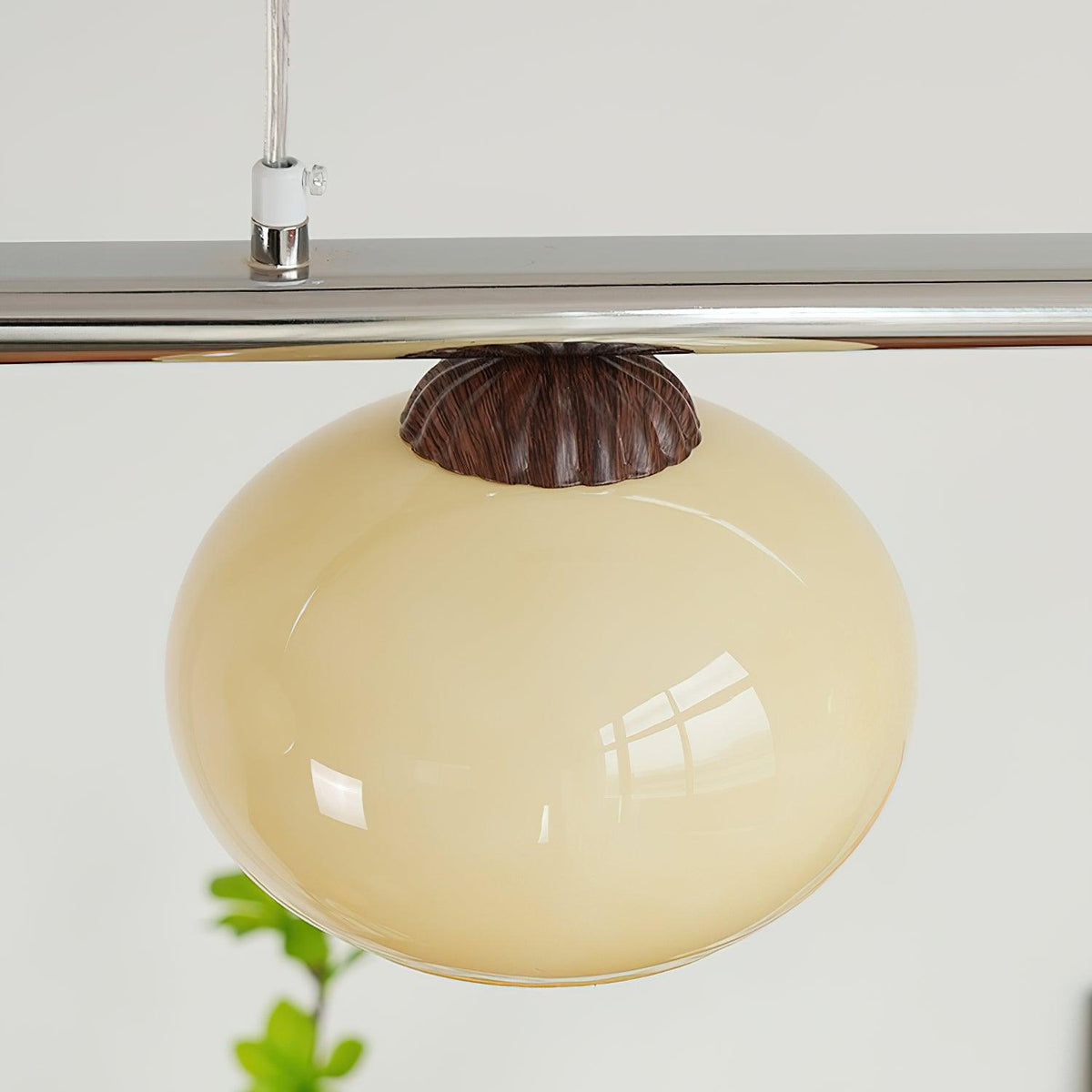 Eixu Kronleuchter linearer Lampenschirm aus Glas in Persimmon